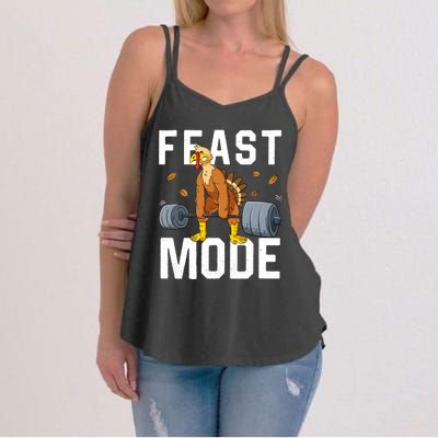 Feast Mode Weightlifting Turkey Day Thanksgiving Christmas Gift Women's Strappy Tank