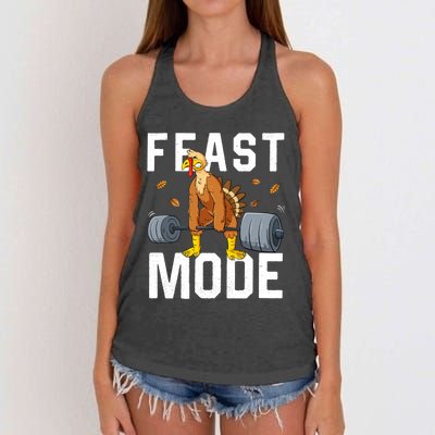 Feast Mode Weightlifting Turkey Day Thanksgiving Christmas Gift Women's Knotted Racerback Tank