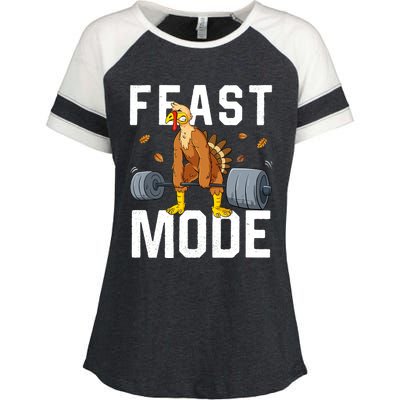 Feast Mode Weightlifting Turkey Day Thanksgiving Christmas Gift Enza Ladies Jersey Colorblock Tee