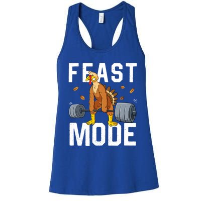 Feast Mode Weightlifting Turkey Day Thanksgiving Christmas Gift Women's Racerback Tank