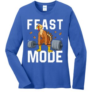 Feast Mode Weightlifting Turkey Day Thanksgiving Christmas Gift Ladies Long Sleeve Shirt