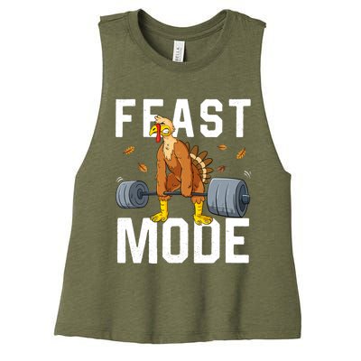 Feast Mode Weightlifting Turkey Day Thanksgiving Christmas Gift Women's Racerback Cropped Tank