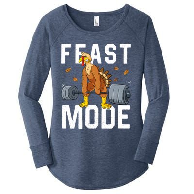 Feast Mode Weightlifting Turkey Day Thanksgiving Christmas Gift Women's Perfect Tri Tunic Long Sleeve Shirt