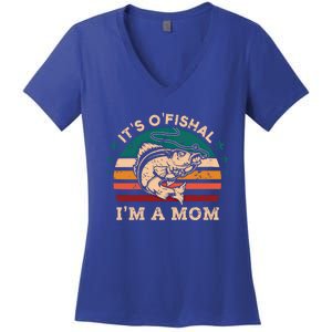 Fisher Mom Walleye Fishing New Mother Pregnancy Fish Cute Gift Women's V-Neck T-Shirt