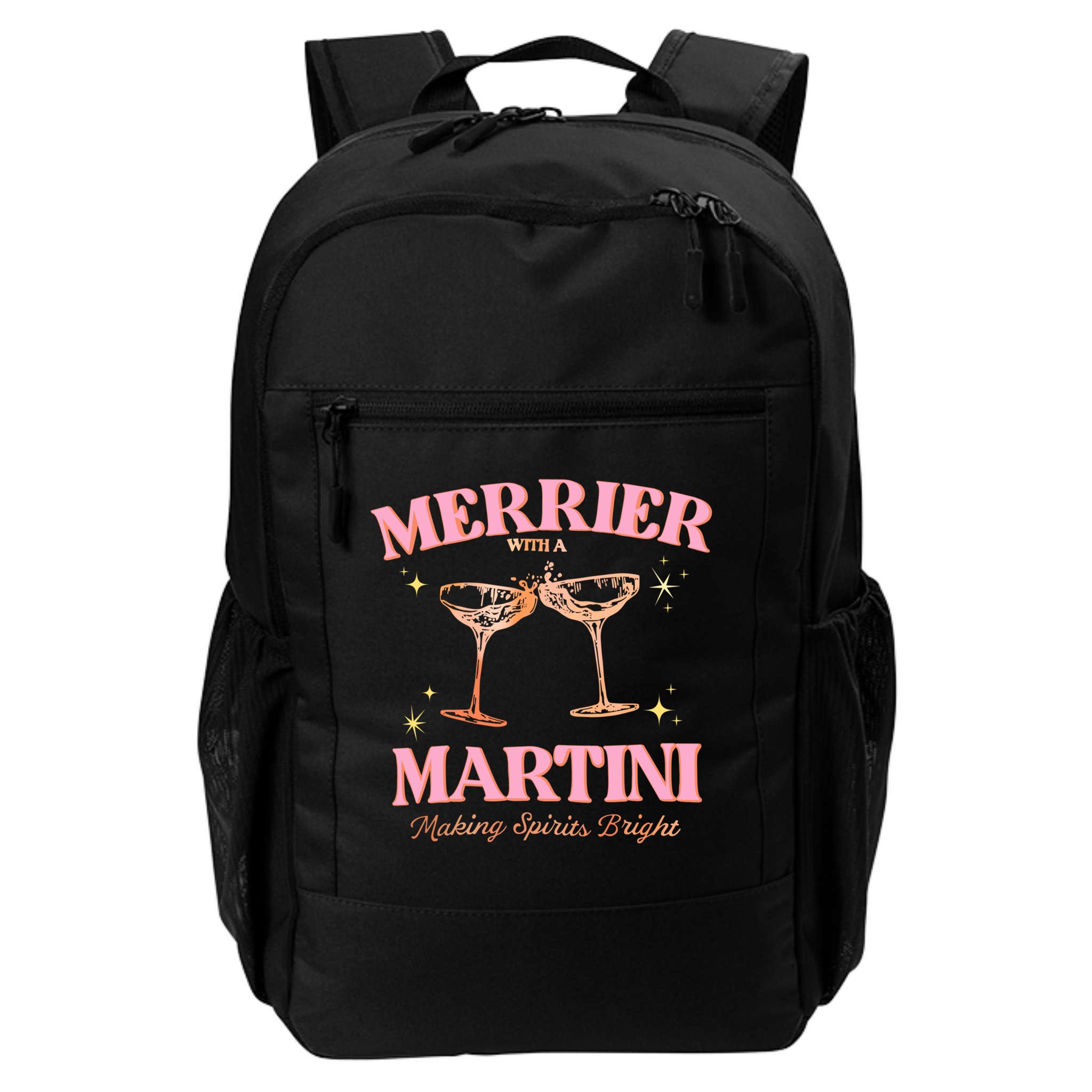 Funny Merrier With A Martini Bachelorette Merry Christmas Gift Backpack