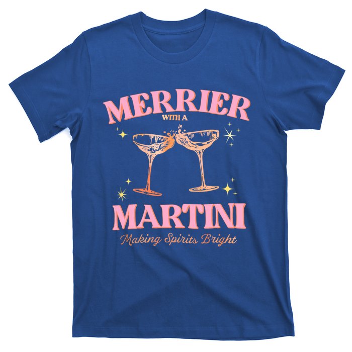 Funny Merrier With A Martini Bachelorette Merry Christmas Gift T-Shirt