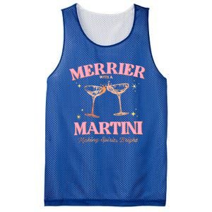 Funny Merrier With A Martini Bachelorette Merry Christmas Gift Mesh Reversible Basketball Jersey Tank