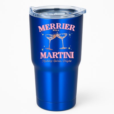 Funny Merrier With A Martini Bachelorette Merry Christmas Gift Tumbler