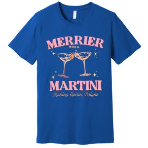 Funny Merrier With A Martini Bachelorette Merry Christmas Gift Premium T-Shirt