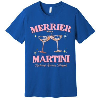 Funny Merrier With A Martini Bachelorette Merry Christmas Gift Premium T-Shirt