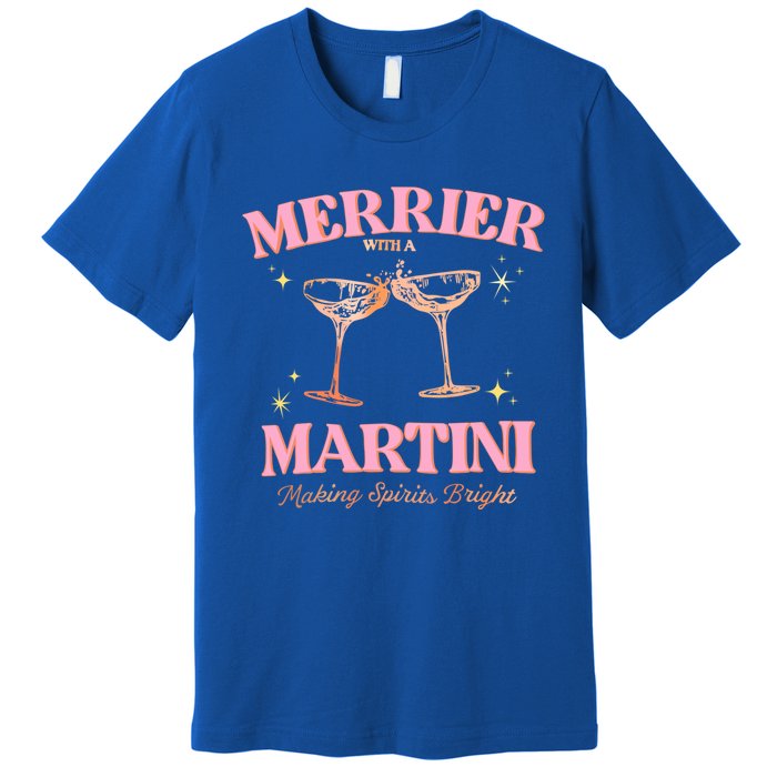 Funny Merrier With A Martini Bachelorette Merry Christmas Gift Premium T-Shirt