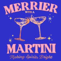 Funny Merrier With A Martini Bachelorette Merry Christmas Gift Women's V-Neck T-Shirt
