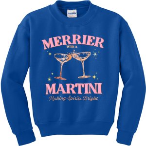 Funny Merrier With A Martini Bachelorette Merry Christmas Gift Kids Sweatshirt