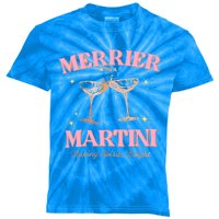 Funny Merrier With A Martini Bachelorette Merry Christmas Gift Kids Tie-Dye T-Shirt