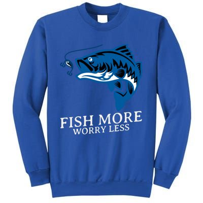 Fish More Worry Less Summer Camping Fishing Gift Sweatshirt