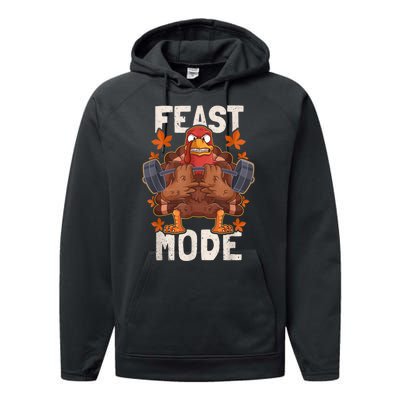 Feast Mode Weightlifting Turkey Day Thanksgiving Christmas Performance Fleece Hoodie