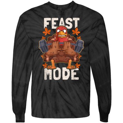 Feast Mode Weightlifting Turkey Day Thanksgiving Christmas Tie-Dye Long Sleeve Shirt