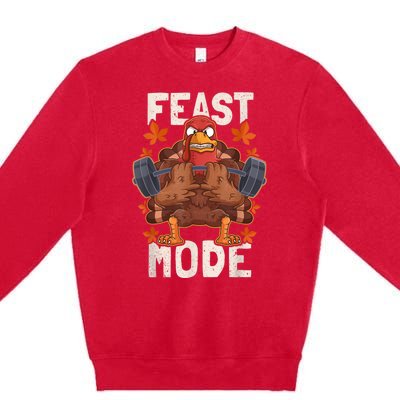 Feast Mode Weightlifting Turkey Day Thanksgiving Christmas Premium Crewneck Sweatshirt