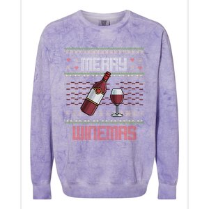 Funny Merry Winemas Ugly Christmas Style Wine Lovers Meaningful Gift Colorblast Crewneck Sweatshirt