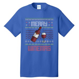 Funny Merry Winemas Ugly Christmas Style Wine Lovers Meaningful Gift Tall T-Shirt