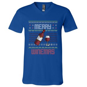 Funny Merry Winemas Ugly Christmas Style Wine Lovers Meaningful Gift V-Neck T-Shirt