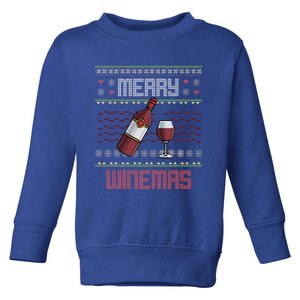 Funny Merry Winemas Ugly Christmas Style Wine Lovers Meaningful Gift Toddler Sweatshirt