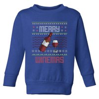 Funny Merry Winemas Ugly Christmas Style Wine Lovers Meaningful Gift Toddler Sweatshirt