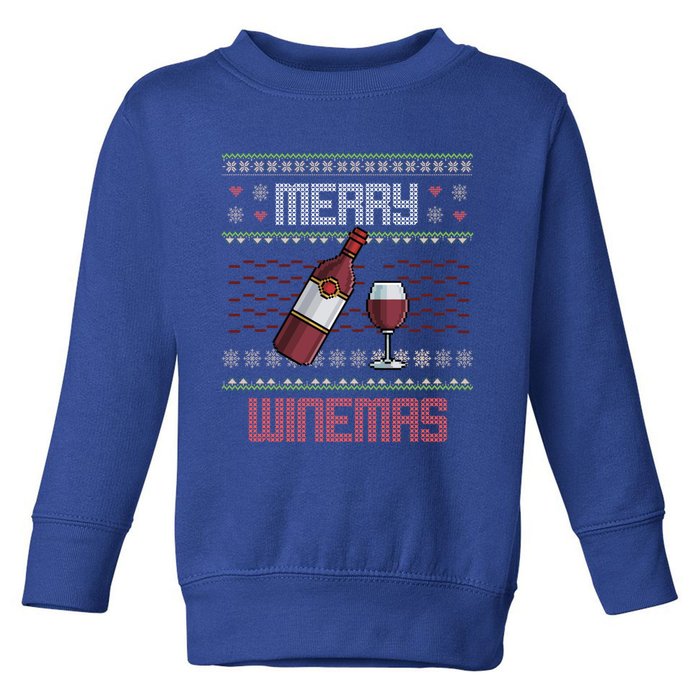 Funny Merry Winemas Ugly Christmas Style Wine Lovers Meaningful Gift Toddler Sweatshirt