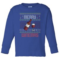 Funny Merry Winemas Ugly Christmas Style Wine Lovers Meaningful Gift Toddler Long Sleeve Shirt