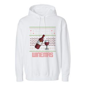 Funny Merry Winemas Ugly Christmas Style Wine Lovers Meaningful Gift Garment-Dyed Fleece Hoodie