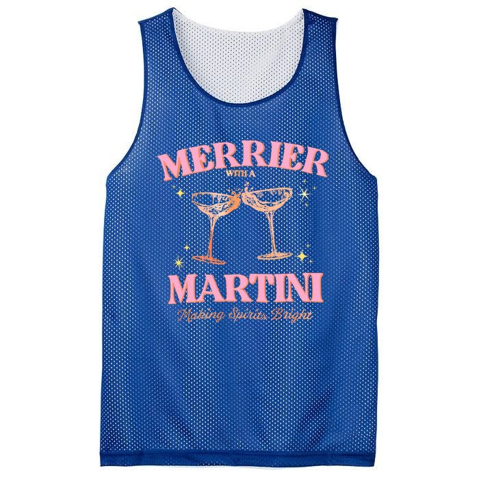 Funny Merrier With A Martini Bachelorette Merry Christmas Cool Gift Mesh Reversible Basketball Jersey Tank