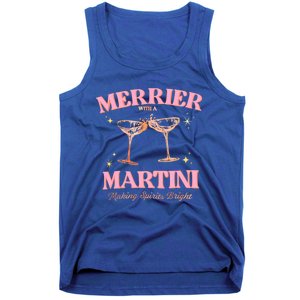 Funny Merrier With A Martini Bachelorette Merry Christmas Cool Gift Tank Top