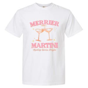 Funny Merrier With A Martini Bachelorette Merry Christmas Cool Gift Garment-Dyed Heavyweight T-Shirt