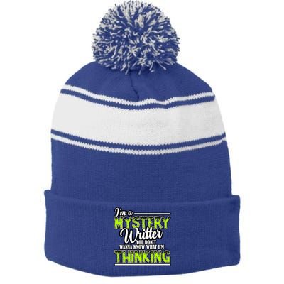 Funny Mystery Writer Quote Mystery Writer Author Saying Meaningful Gift Stripe Pom Pom Beanie