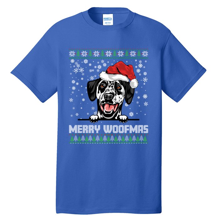 Funny Merry Woofmas Dalmatian Christmas Dog Lovers Xmas Gift Tall T-Shirt