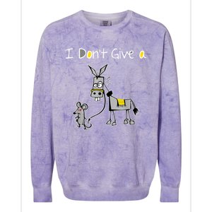 Funny MOUSE WALKING A DONKEY I Don't Give Rats Ass Mouse Colorblast Crewneck Sweatshirt