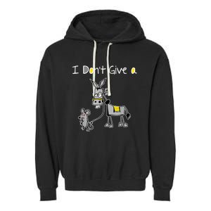 Funny MOUSE WALKING A DONKEY I Don't Give Rats Ass Mouse Garment-Dyed Fleece Hoodie