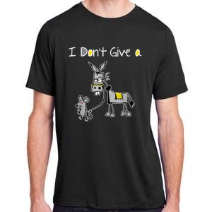 Funny MOUSE WALKING A DONKEY I Don't Give Rats Ass Mouse Adult ChromaSoft Performance T-Shirt