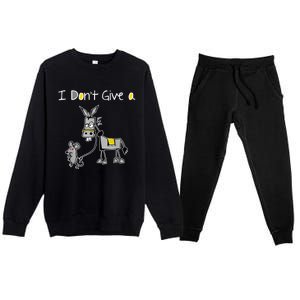 Funny MOUSE WALKING A DONKEY I Don't Give Rats Ass Mouse Premium Crewneck Sweatsuit Set