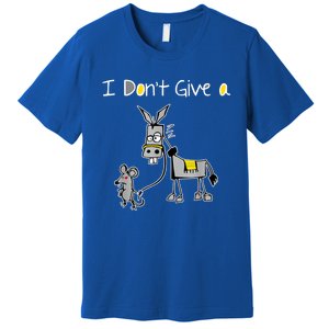 Funny MOUSE WALKING A DONKEY I Don't Give Rats Ass Mouse Premium T-Shirt