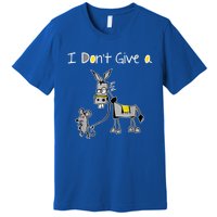 Funny MOUSE WALKING A DONKEY I Don't Give Rats Ass Mouse Premium T-Shirt