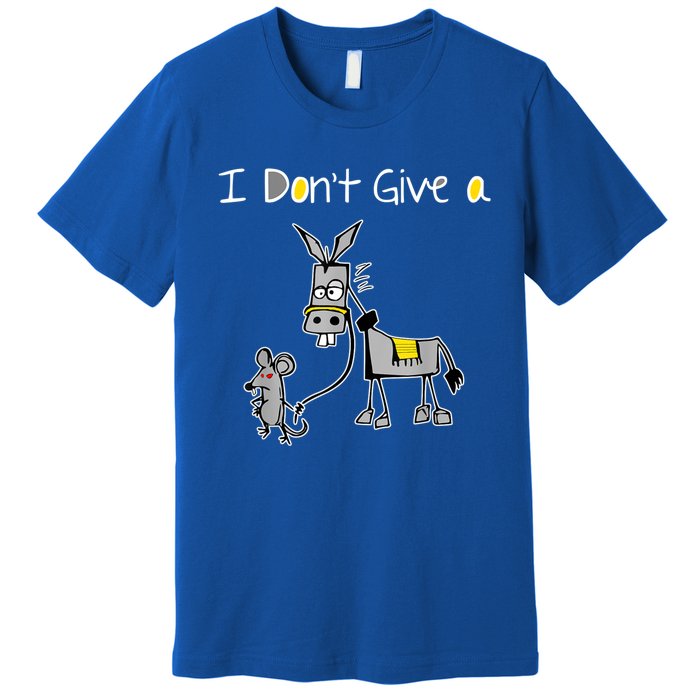 Funny MOUSE WALKING A DONKEY I Don't Give Rats Ass Mouse Premium T-Shirt