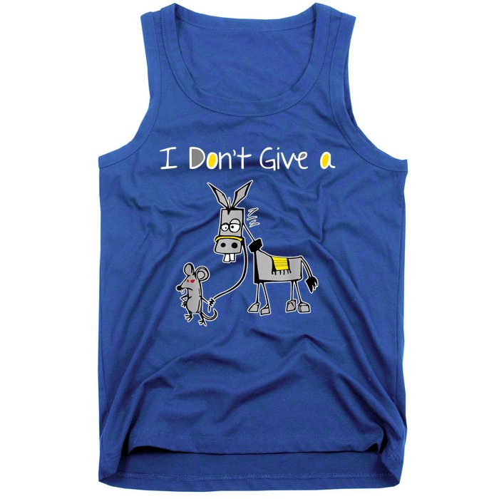 Funny MOUSE WALKING A DONKEY I Don't Give Rats Ass Mouse Tank Top