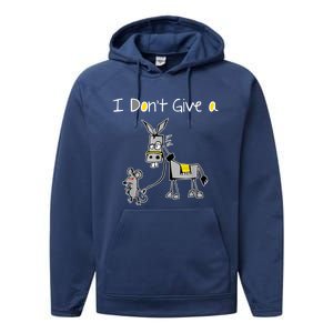 Funny MOUSE WALKING A DONKEY I Don't Give Rats Ass Mouse Performance Fleece Hoodie