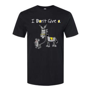 Funny MOUSE WALKING A DONKEY I Don't Give Rats Ass Mouse Softstyle CVC T-Shirt