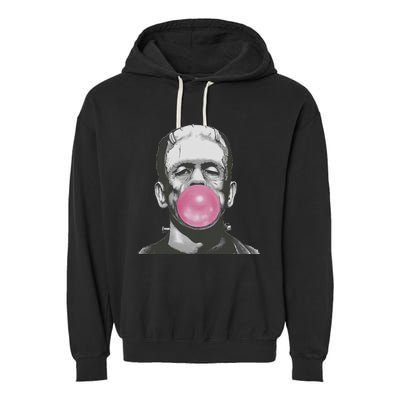 Frankenstein Monster With Pink Bubblegum Bubble Garment-Dyed Fleece Hoodie