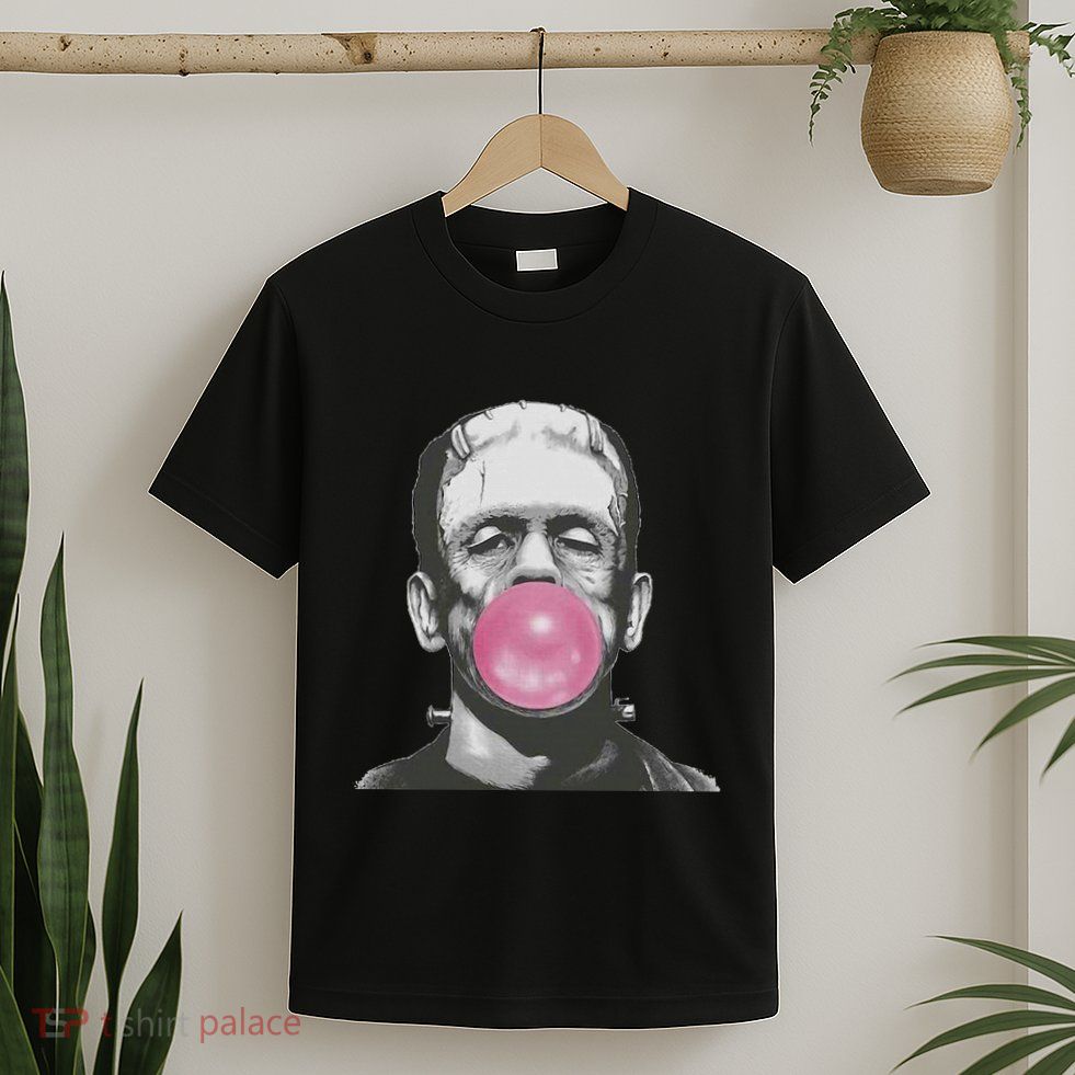 Frankenstein Monster With Pink Bubblegum Bubble T-Shirt