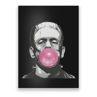 Frankenstein Monster With Pink Bubblegum Bubble Poster