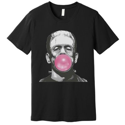 Frankenstein Monster With Pink Bubblegum Bubble Premium T-Shirt