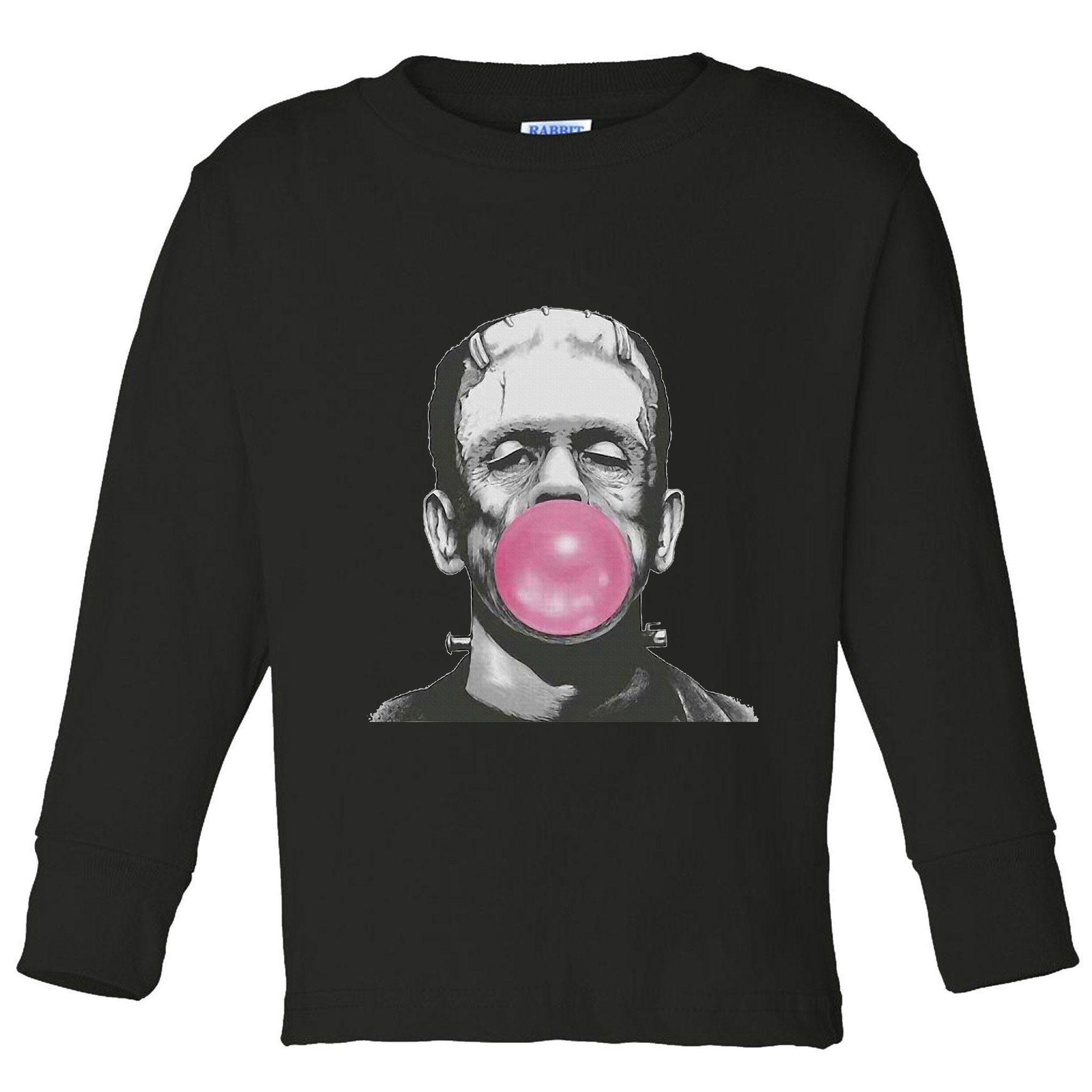 Frankenstein Monster With Pink Bubblegum Bubble Toddler Long Sleeve Shirt